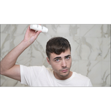 Samson Labs Styling Powder bottle dry gel hair powder product in use frontal