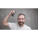 Samson Labs Locking Spray bottle for hair styling and all day hold product in use frontal